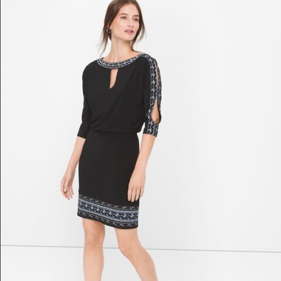 White House Black Market Dresses & Skirts - WHBM Slit Sleeve Embroidered Dress